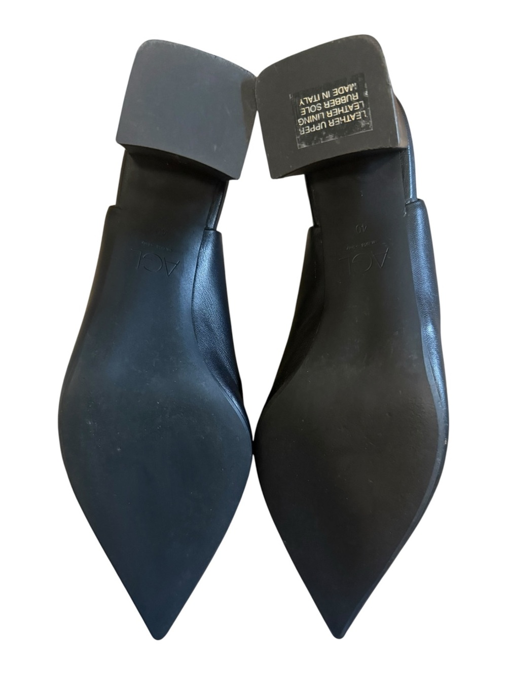 AGL Black Leather Pointed Toe Block Heel Slingback Pumps Size 40 | like new! - Picture 3 of 12